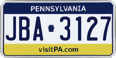 PA license plate JBA3127