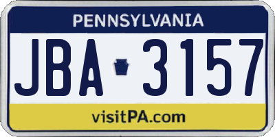 PA license plate JBA3157