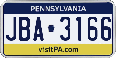 PA license plate JBA3166