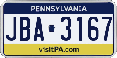PA license plate JBA3167