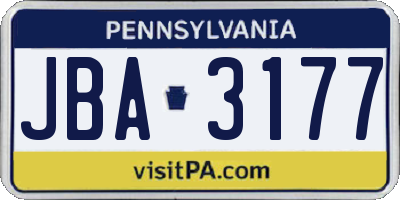 PA license plate JBA3177
