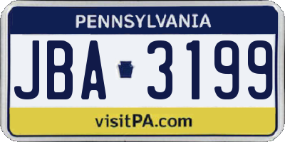 PA license plate JBA3199
