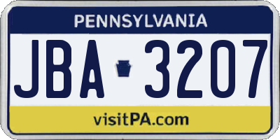 PA license plate JBA3207
