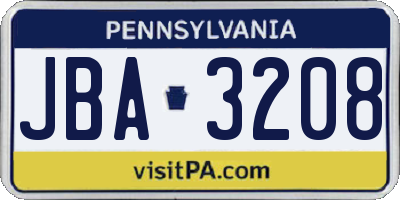 PA license plate JBA3208