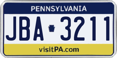 PA license plate JBA3211