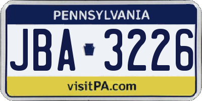 PA license plate JBA3226