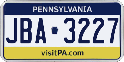 PA license plate JBA3227