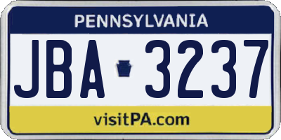 PA license plate JBA3237
