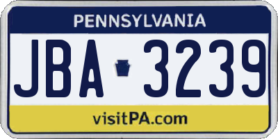 PA license plate JBA3239