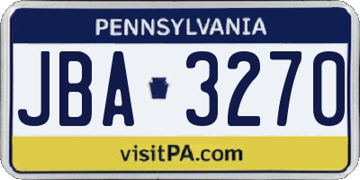 PA license plate JBA3270