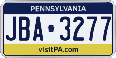 PA license plate JBA3277