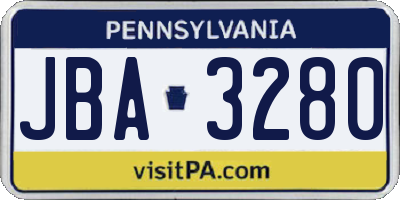 PA license plate JBA3280