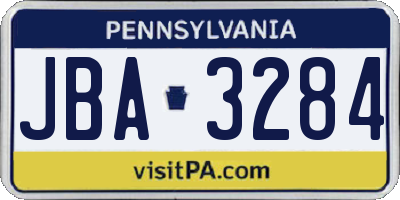 PA license plate JBA3284