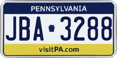 PA license plate JBA3288