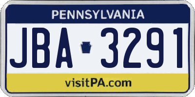 PA license plate JBA3291