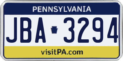 PA license plate JBA3294