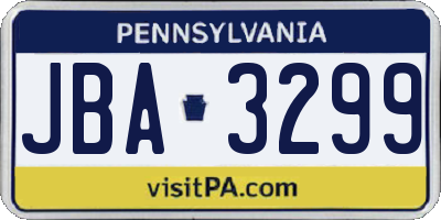 PA license plate JBA3299