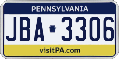 PA license plate JBA3306