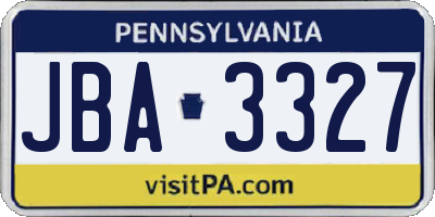 PA license plate JBA3327