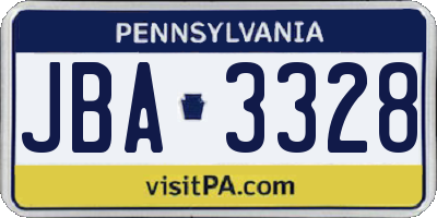 PA license plate JBA3328