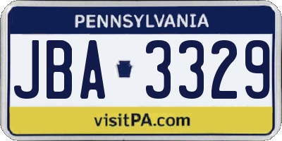 PA license plate JBA3329