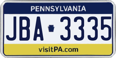 PA license plate JBA3335