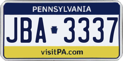 PA license plate JBA3337
