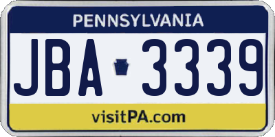 PA license plate JBA3339
