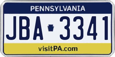 PA license plate JBA3341