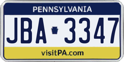 PA license plate JBA3347