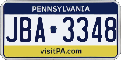 PA license plate JBA3348