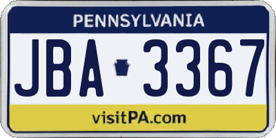 PA license plate JBA3367