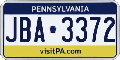 PA license plate JBA3372