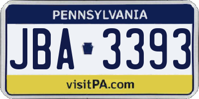 PA license plate JBA3393
