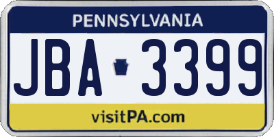 PA license plate JBA3399