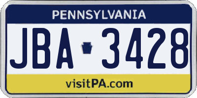PA license plate JBA3428