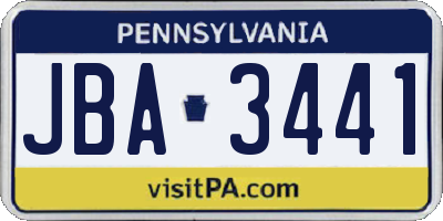 PA license plate JBA3441