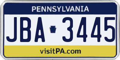 PA license plate JBA3445