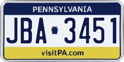 PA license plate JBA3451