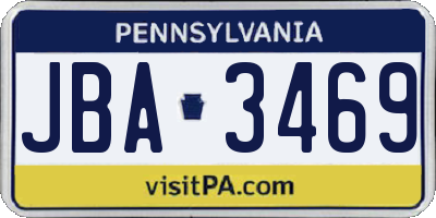 PA license plate JBA3469