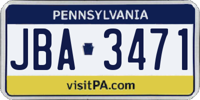 PA license plate JBA3471