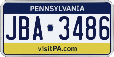 PA license plate JBA3486