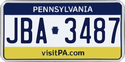 PA license plate JBA3487