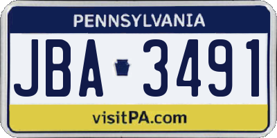 PA license plate JBA3491