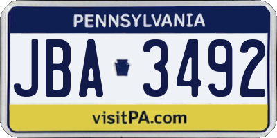 PA license plate JBA3492
