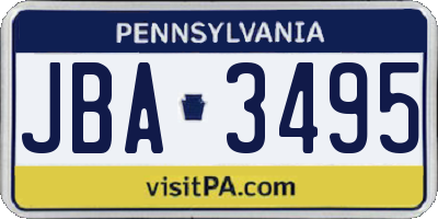 PA license plate JBA3495