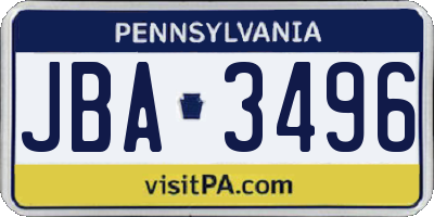 PA license plate JBA3496