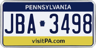 PA license plate JBA3498
