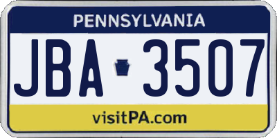 PA license plate JBA3507