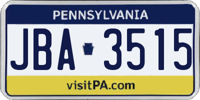 PA license plate JBA3515